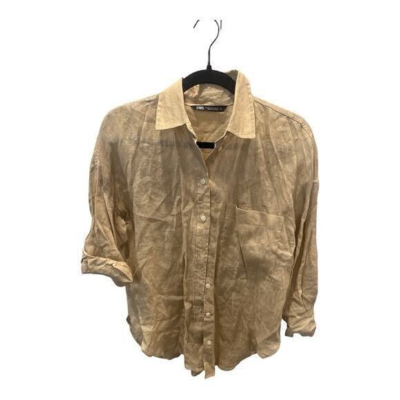 Zara Tops - Zara 100% linen button down blouse